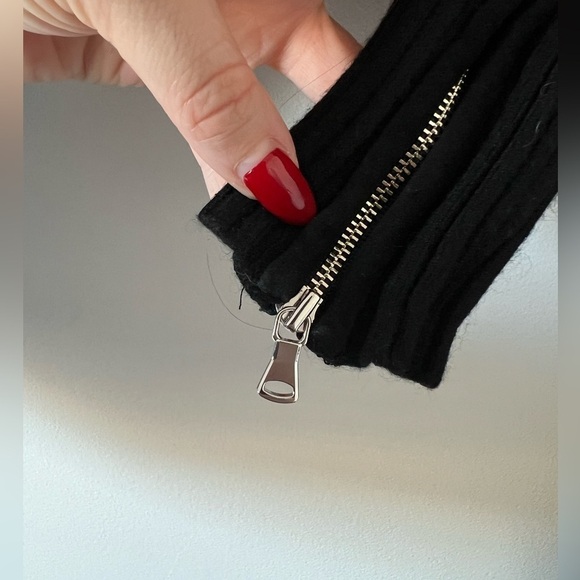 Milly x REVOLVE Slim Rib Suede Pocket Turtleneck Mini Dress in Black Small - Picture 4 of 9